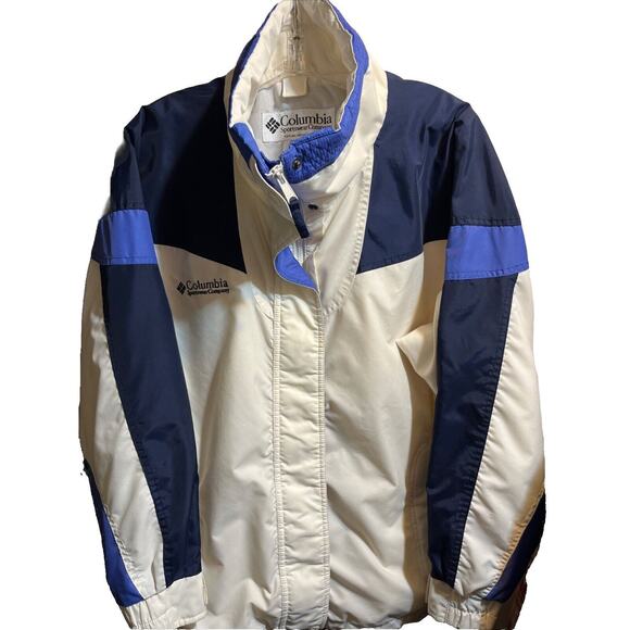 Columbia Vintage Jacket Women’s Medium White Blue Full Zip Bugaboo Coat Outdoors - Picture 1 of 12